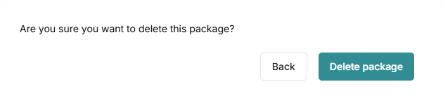 Confirmation dialog asking a user to confirm deletion of a class package