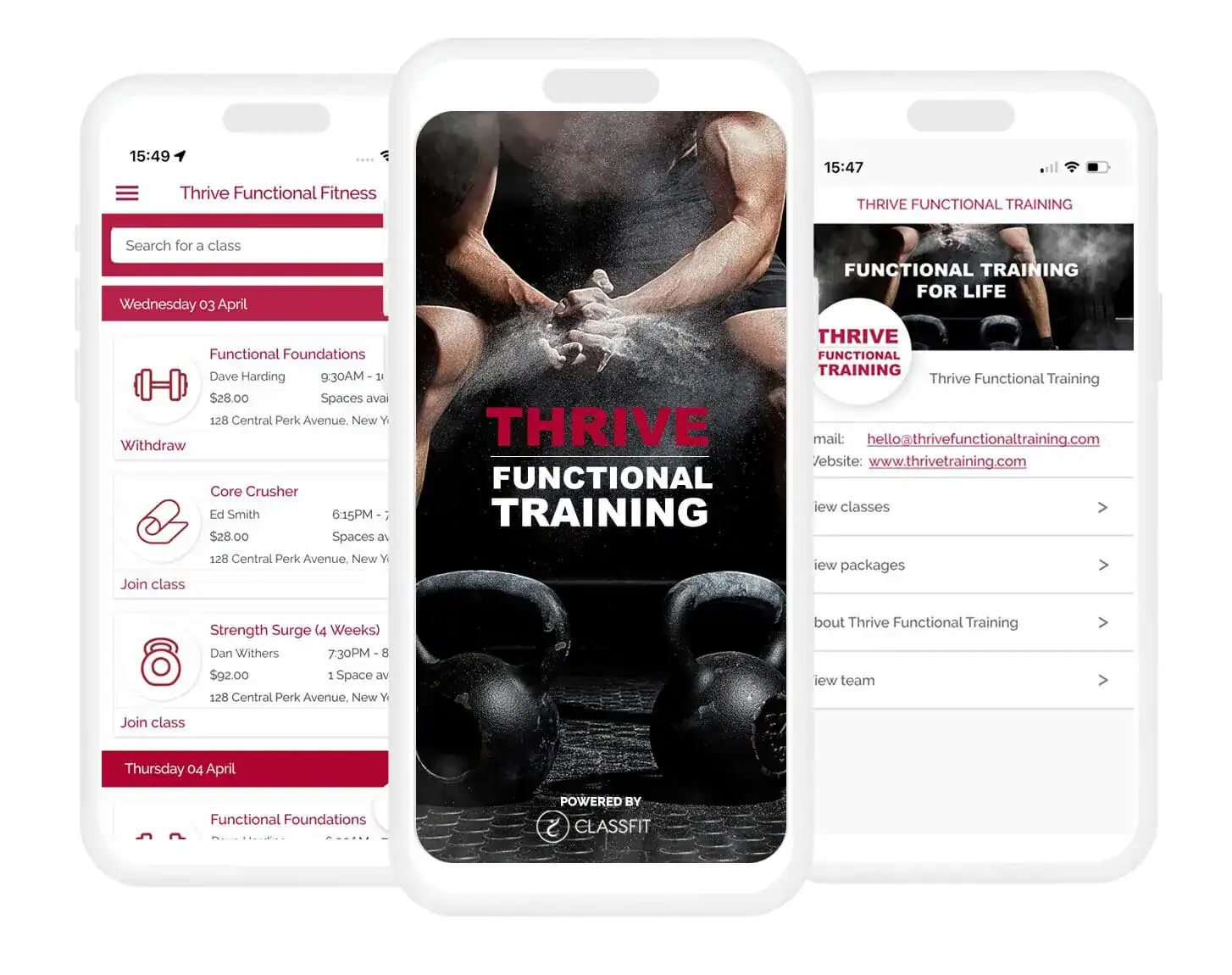 Branded mobile app · Thrive Fitness