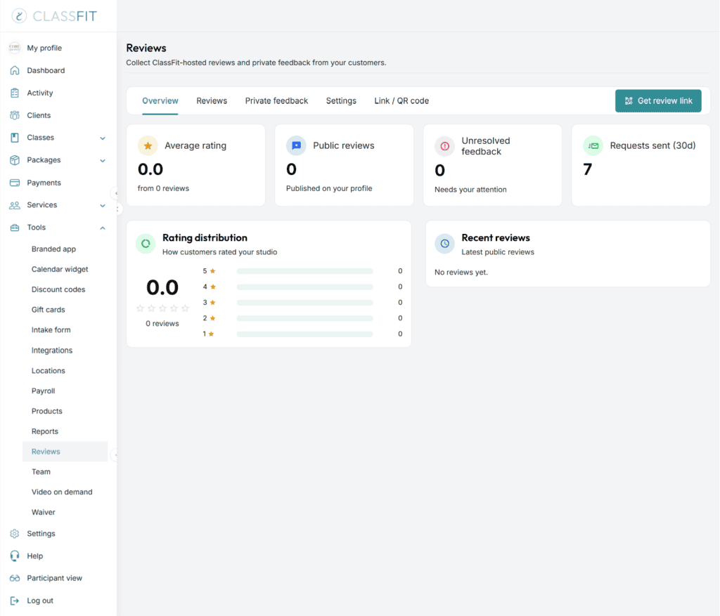 Reviews Overview tab